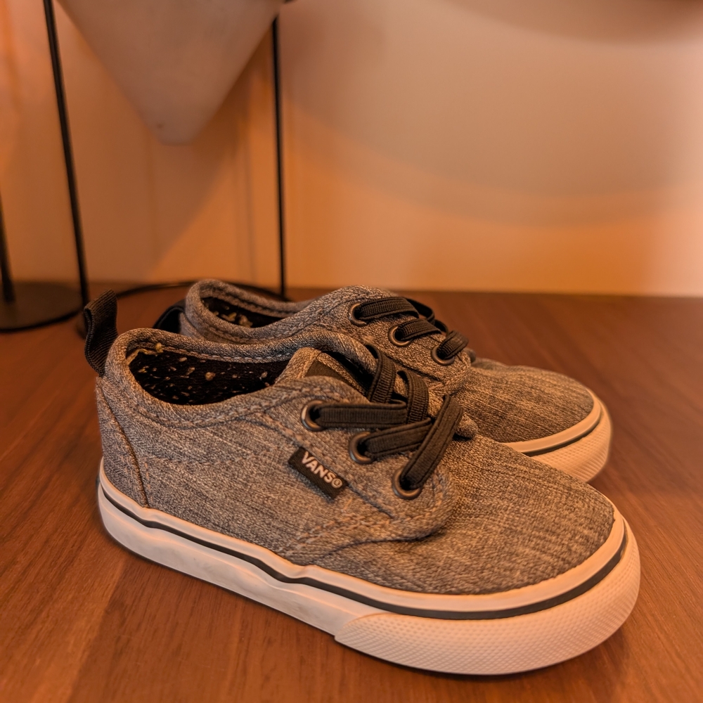 Vans Kids Heather Gray Canvas Lace-Up Sneakers